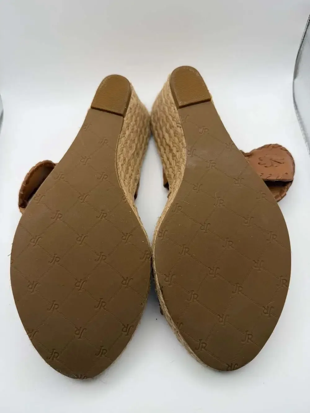 Jack Rogers Shelby Espadrille Wedge Slide Sandals in Brown Leather